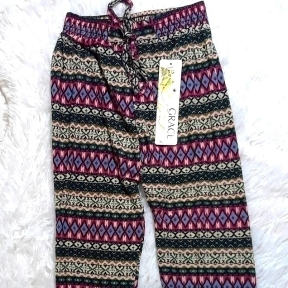 🛍Grace Multi-Print Elastic Waist Pants- Size XL
